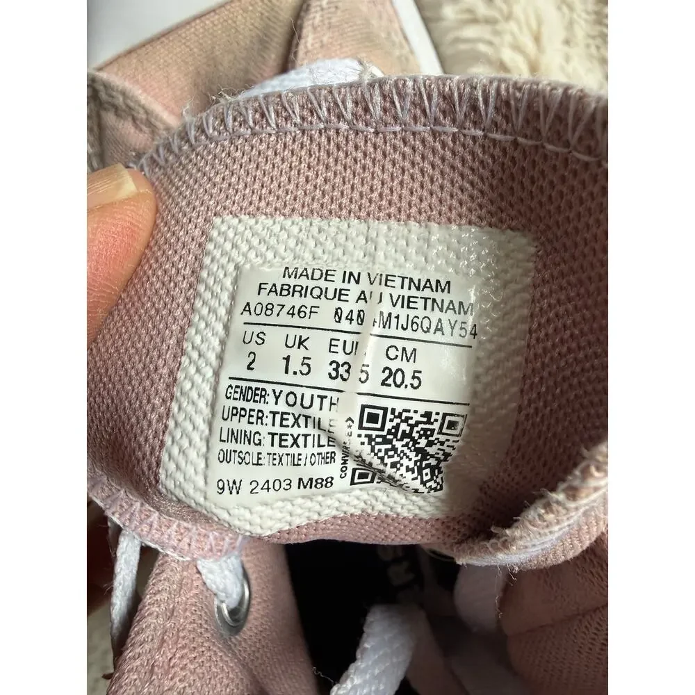Converse Chuck Taylor High Stone Mauve Shoe Canvas Pink Sneakers kids Size 2